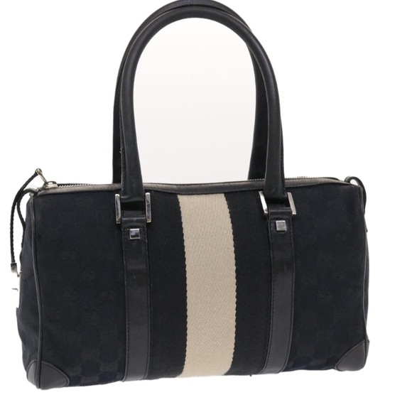 Gucci Handbags - GUCCI GG CANVAS SHERRY Line Handbag Black/White PREOWNED Beautiful Bag